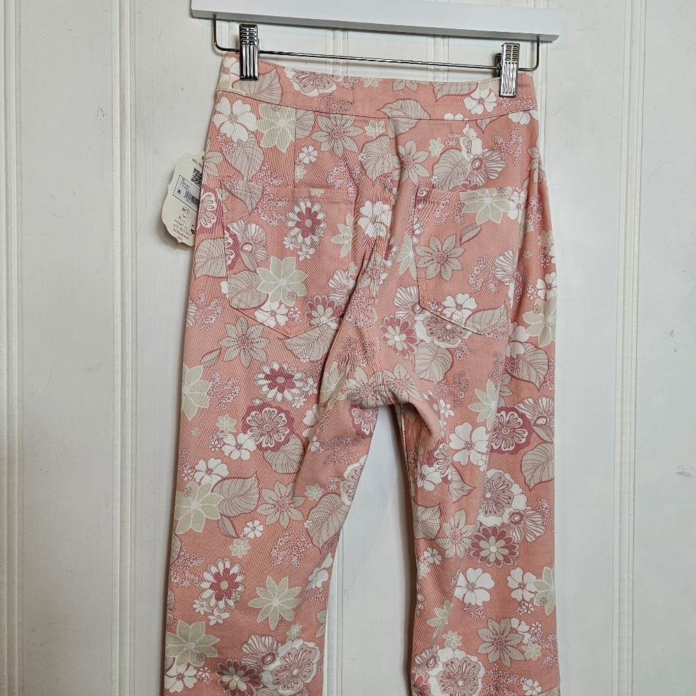 Altar’d State Feeling Groovy Floral Bell Bottom Pants Pink 70s Vibe XS NWT - Picture 6 of 14